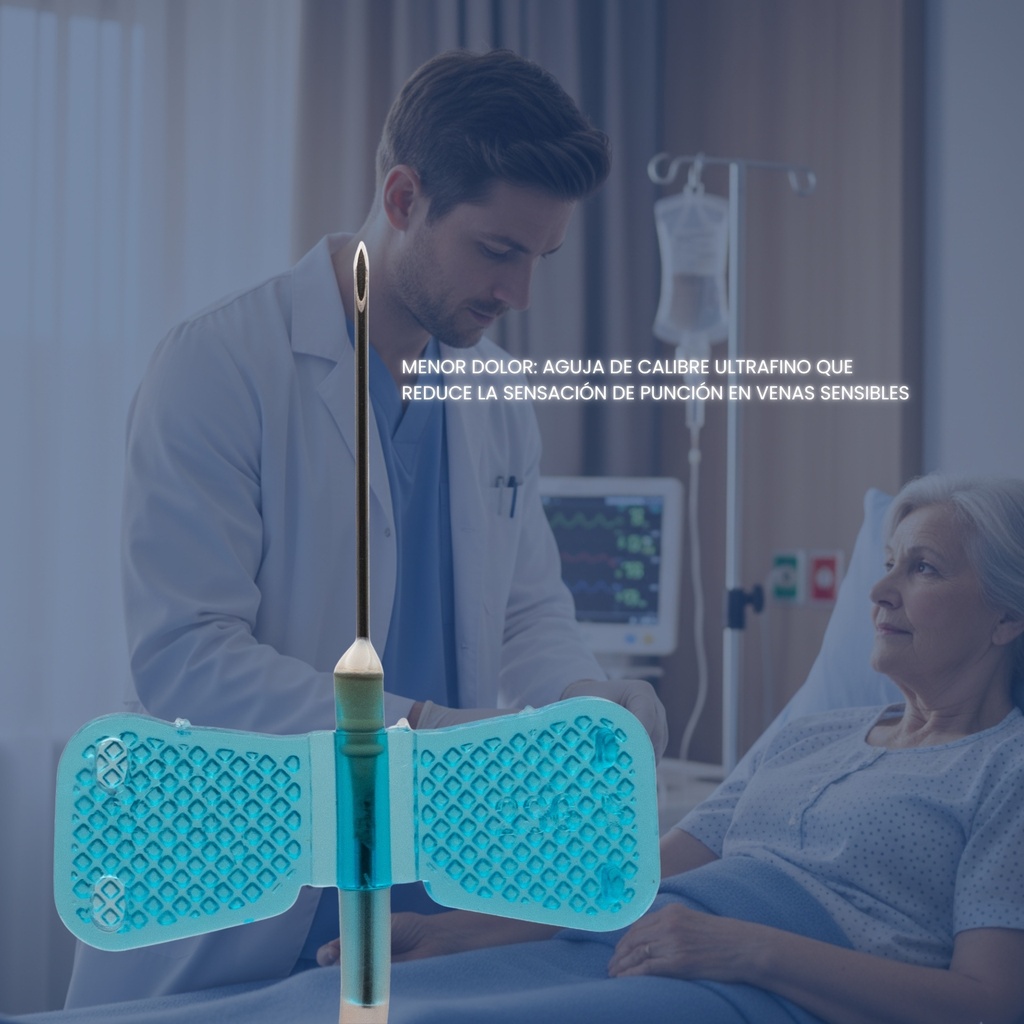 Mariposita- para- Canalizar 23G de 18cm, Color Azul InnCare