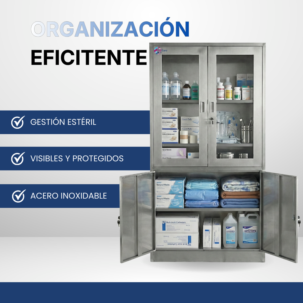 vitrina clínica de acero para hospitales