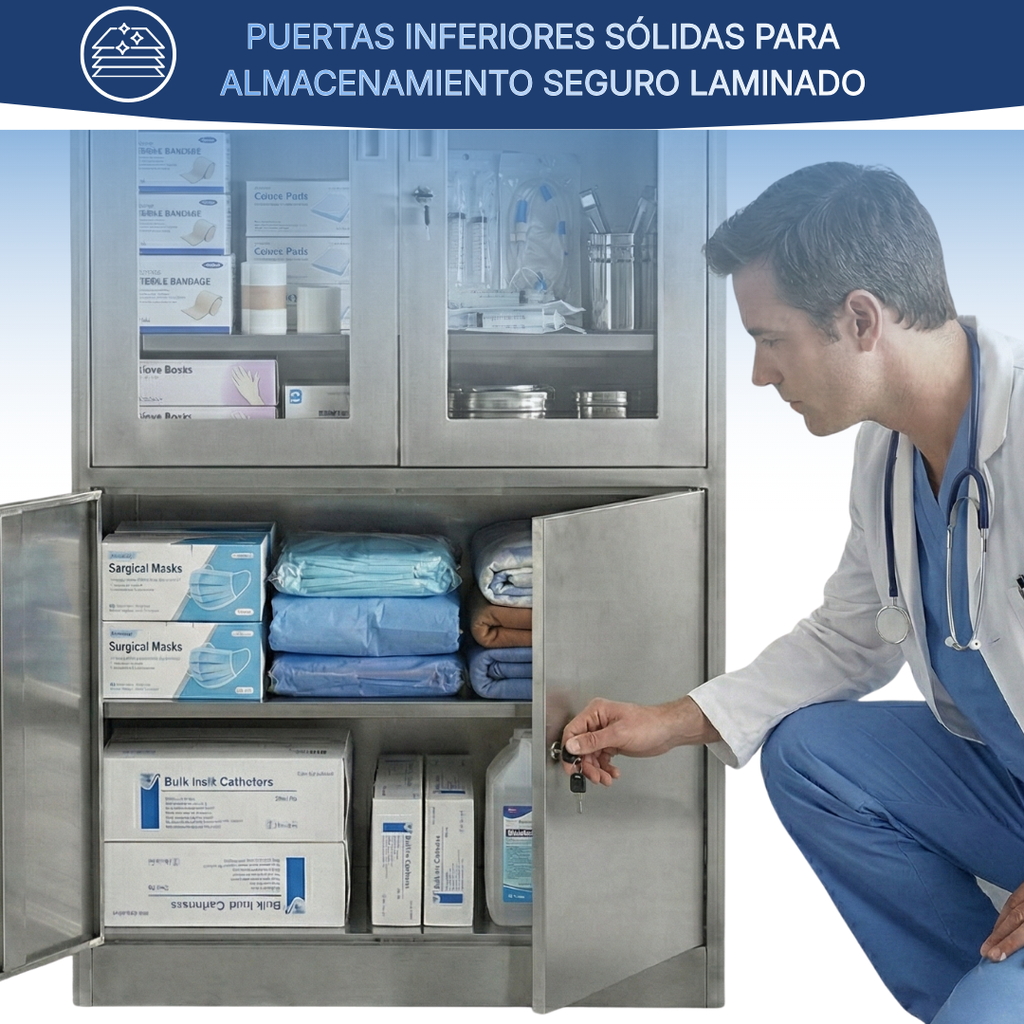 vitrina clínica para organización de insumos médicos