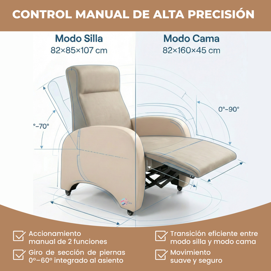 Sillón reclinable para cuidados ambulatorios y hospitalización ligera