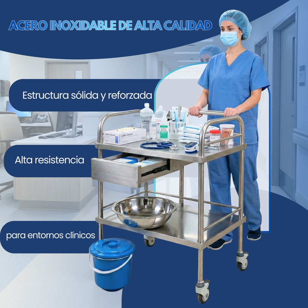 carro auxiliar hospitalario para curaciones y procedimientos