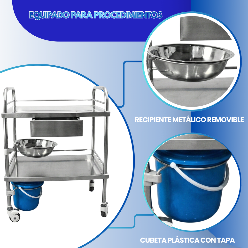 carro de curaciones acero inoxidable certificado CE FDA