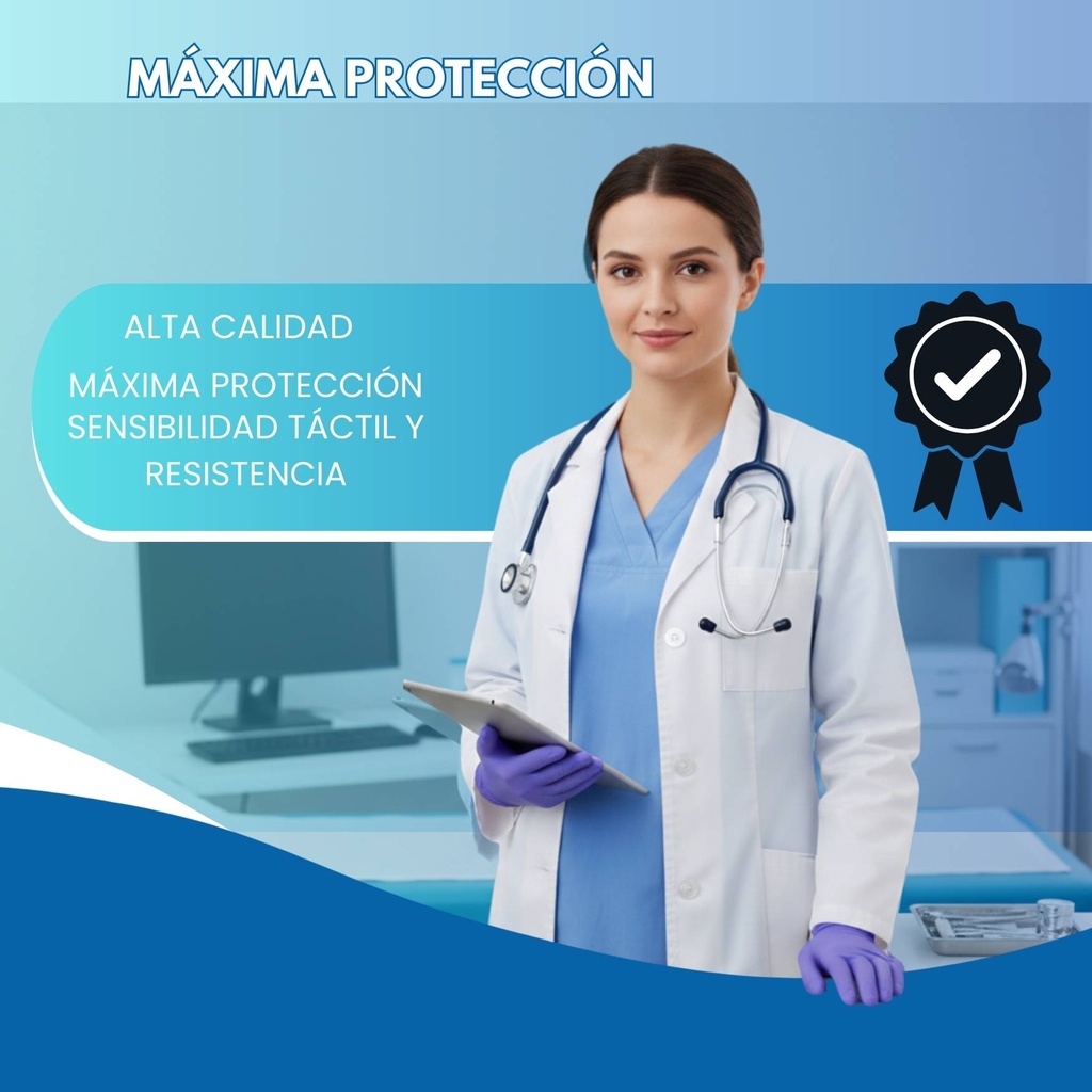 Guantes de nitrilo médicos de alta resistencia para hospitales y clínicas