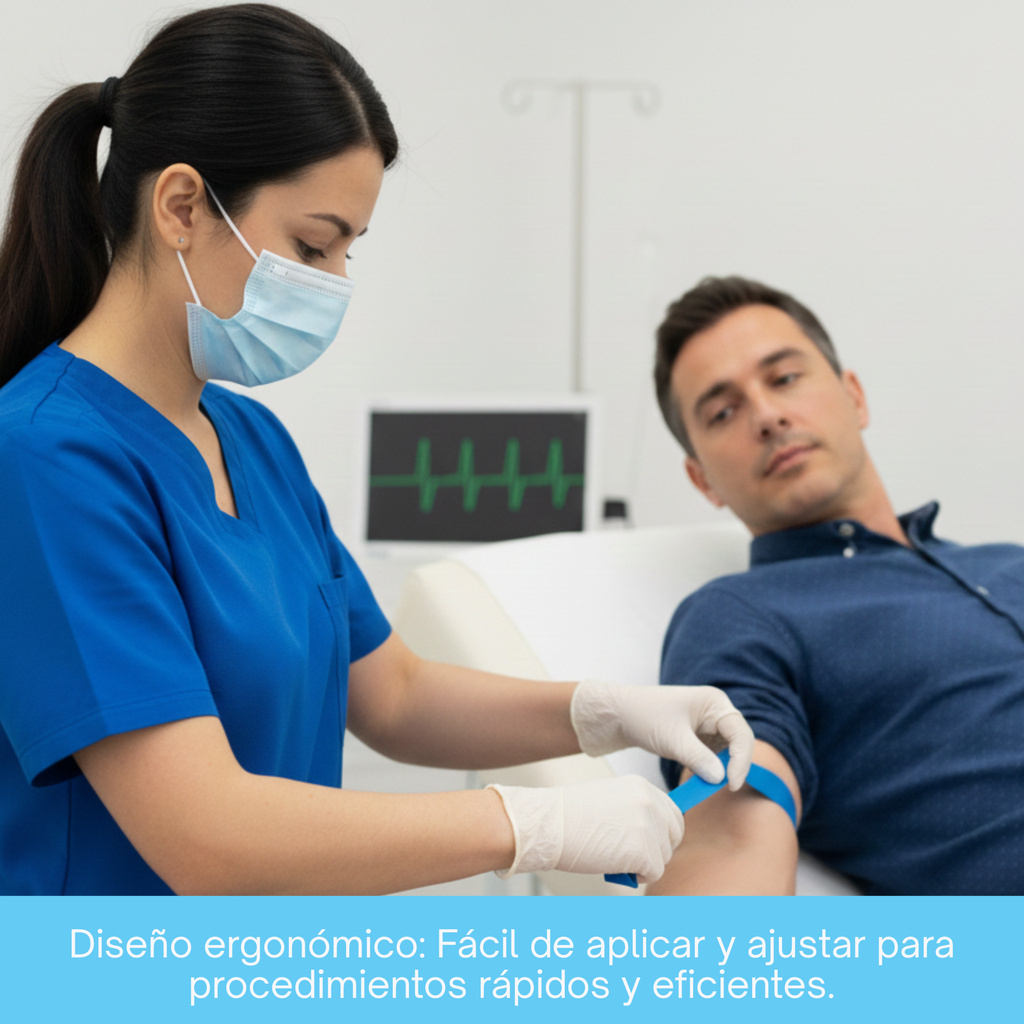 Torniquete descartable para enfermería y laboratorios clínicos