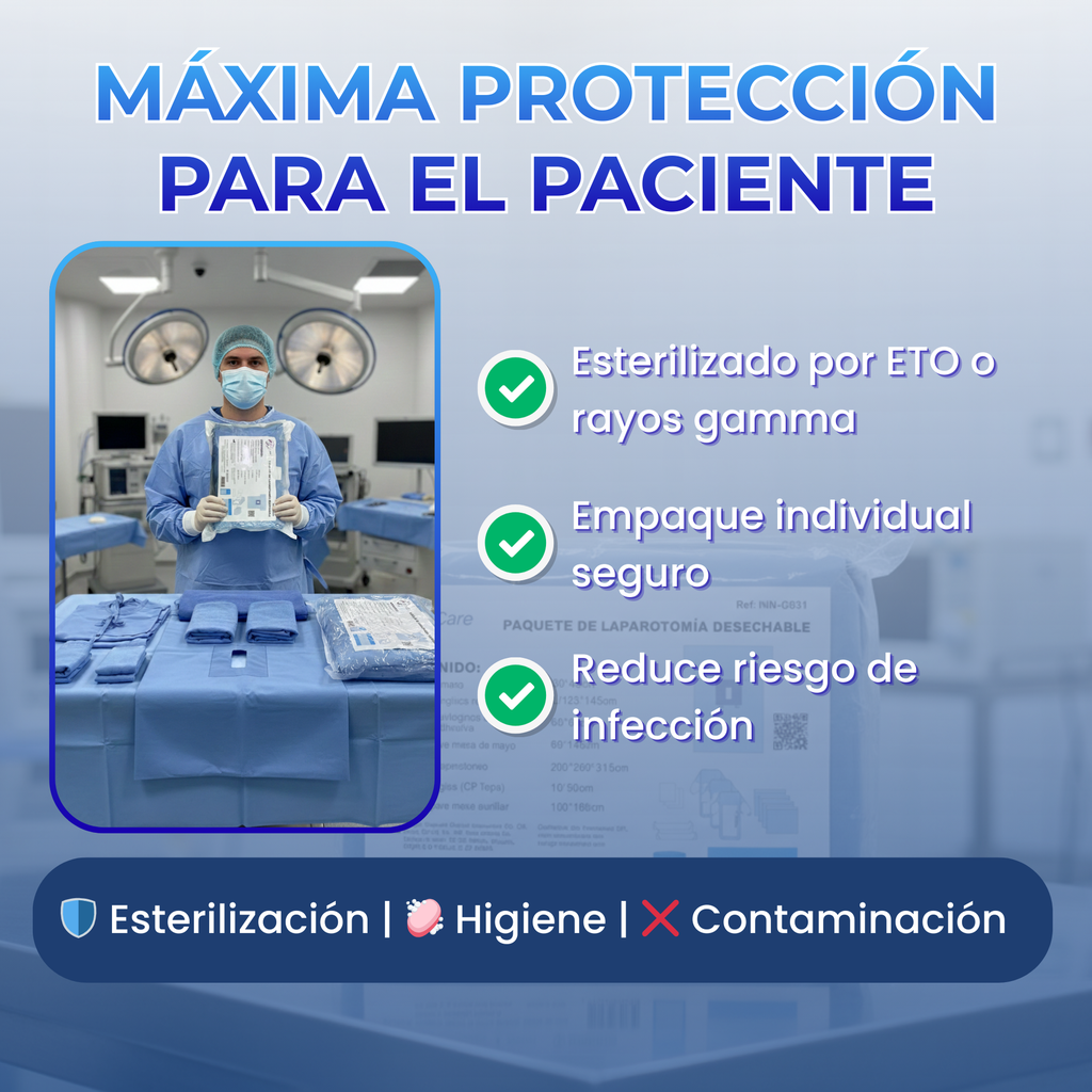 Set quirúrgico médico para laparotomía de un solo uso