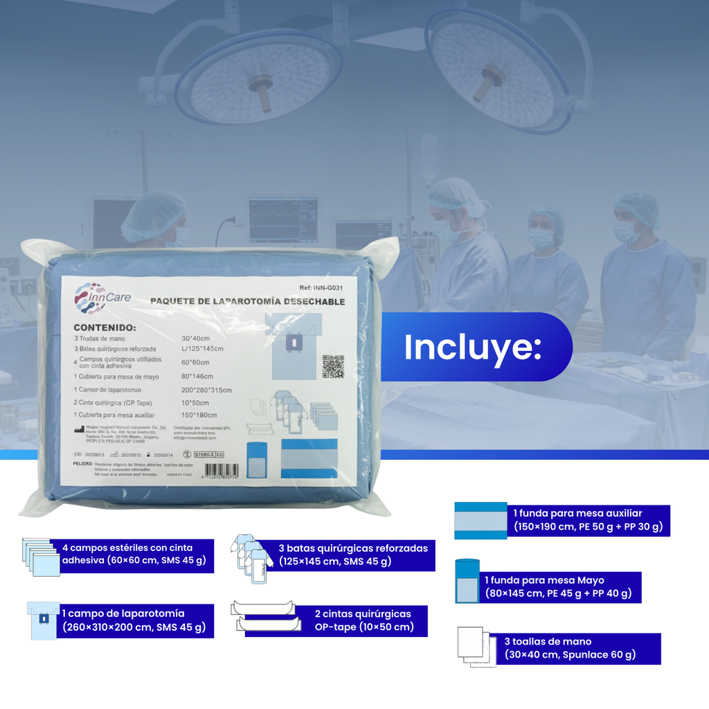 Set de laparotomía hospitalario de grado médico