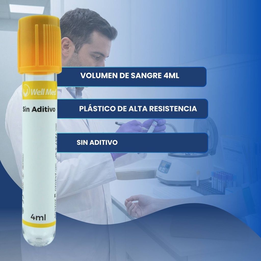 tubo amarillo para análisis de sangre
