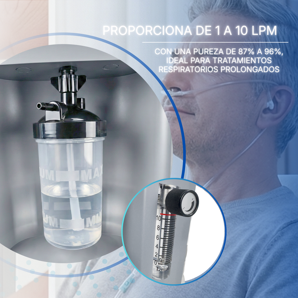 equipo de oxigenoterapia profesional 10 litros