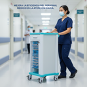Carro hospitalario móvil para expedientes médicos y gestión clínica