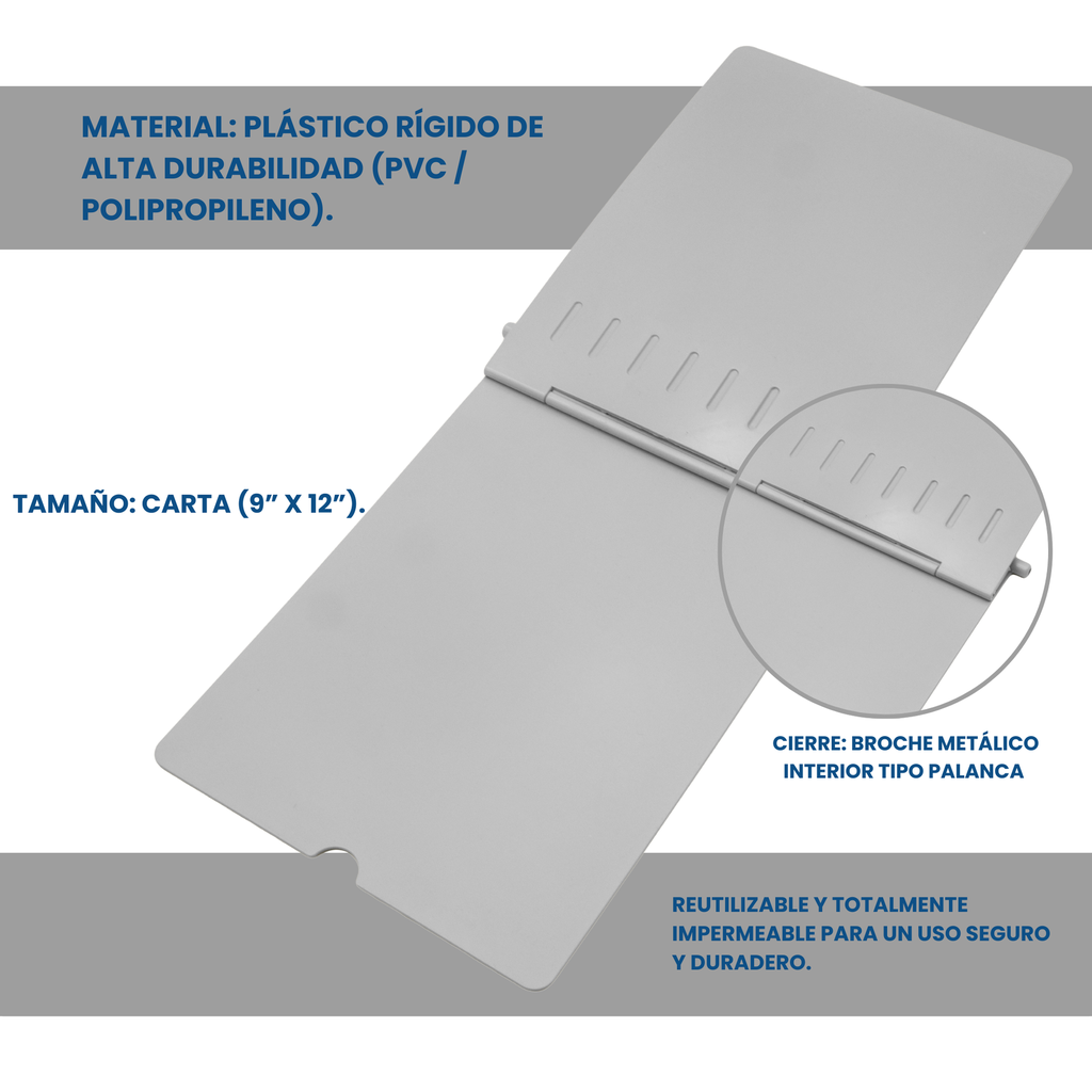 porta récord clínico fabricado en acero