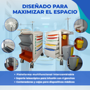 carro clínico con bandeja para desfibrilador