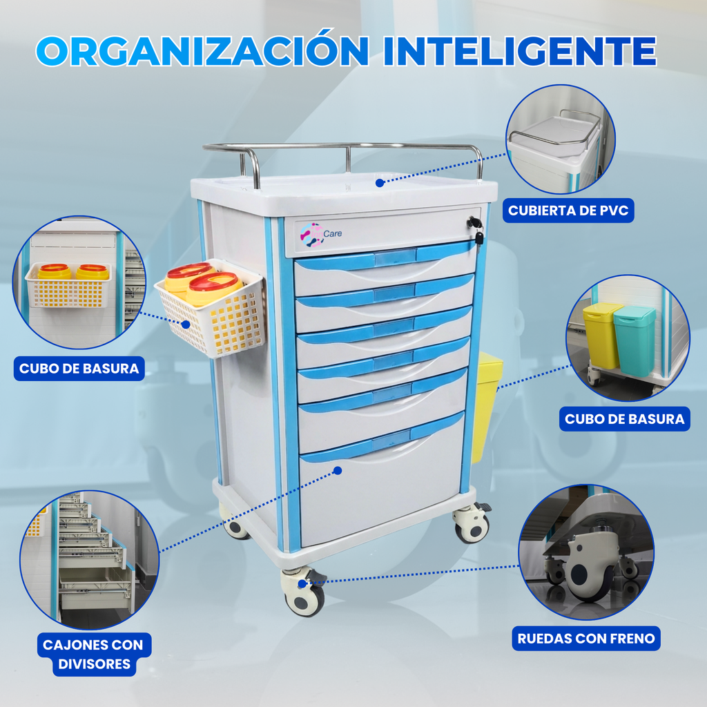 carro de reanimación con sistema organizador modular