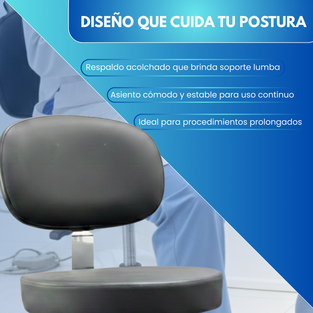 taburete clinico con respaldo para doctor