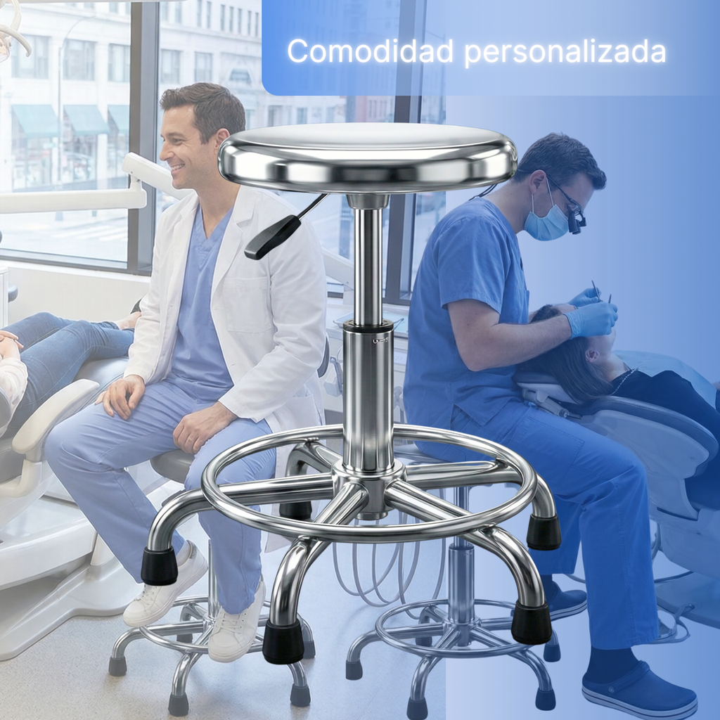 taburete laboratorio acero inoxidable resistente para uso medico