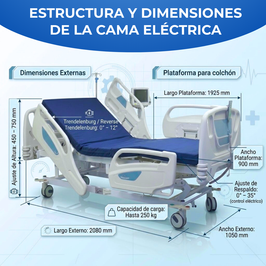 cama hospitalaria ajustable para pacientes