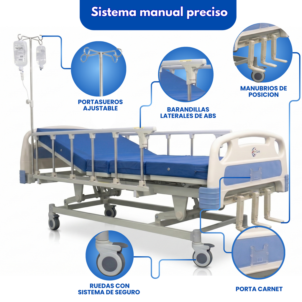 cama clínica manual de 3 posiciones