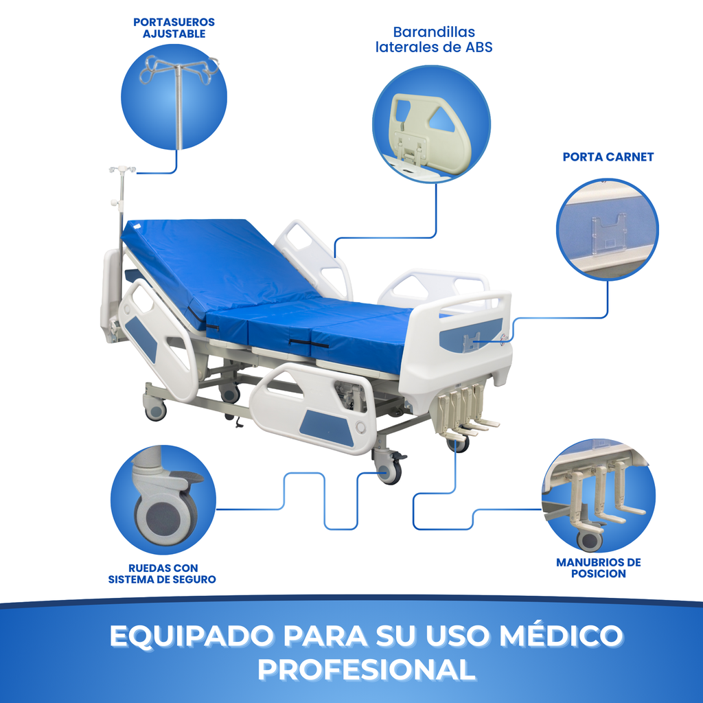 Cama hospitalaria profesional con barandas y ruedas de seguridad precio