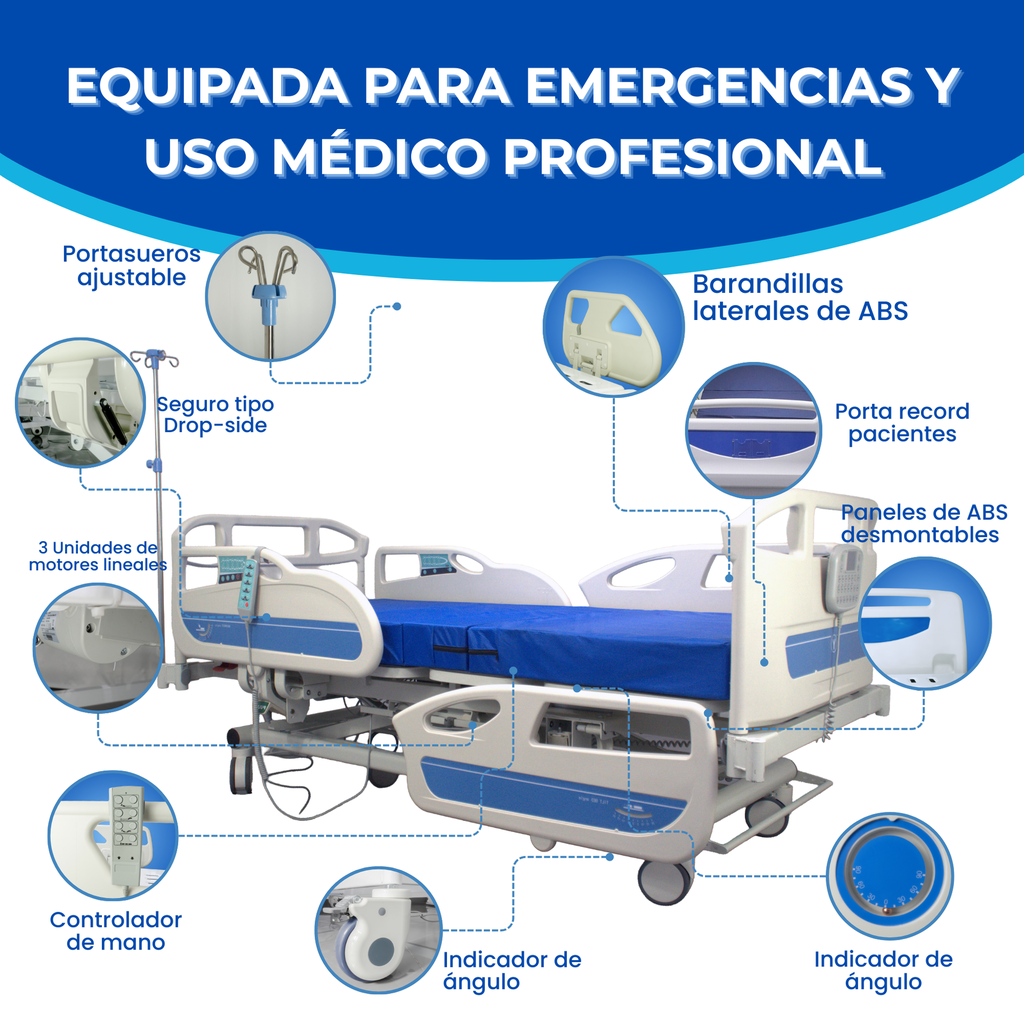 Cama hospitalaria eléctrica avanzada para cuidados médicos