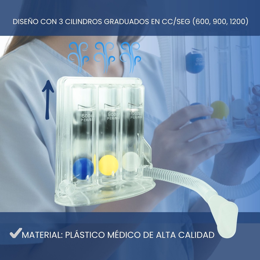 Ejercitador pulmonar para terapia respiratoria en casa