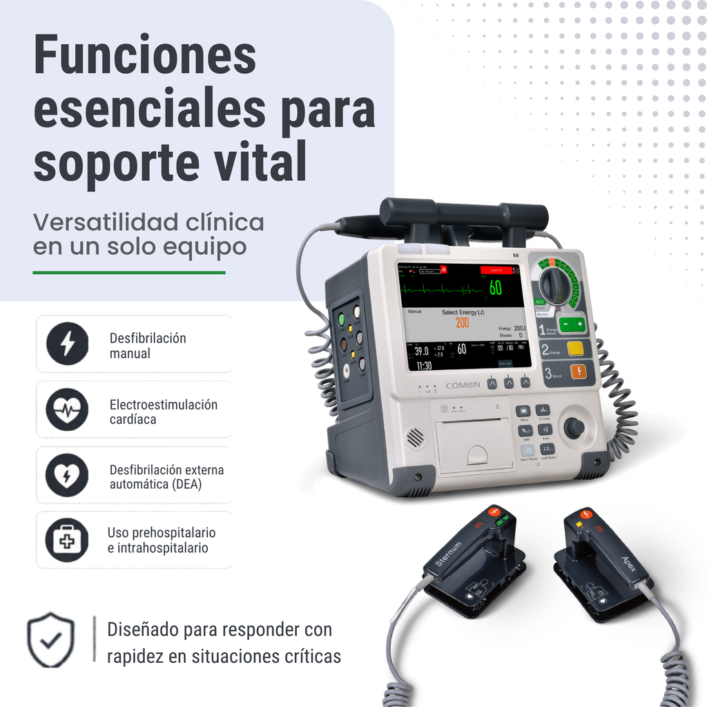 Desfibrilador Eléctrico con Configuración Estándar Comen 