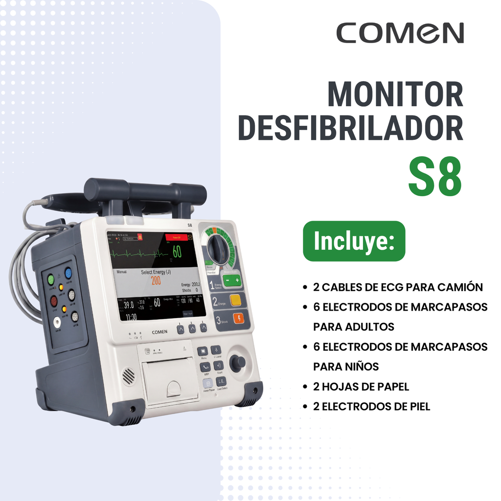 Desfibrilador Eléctrico con Configuración Estándar Comen 