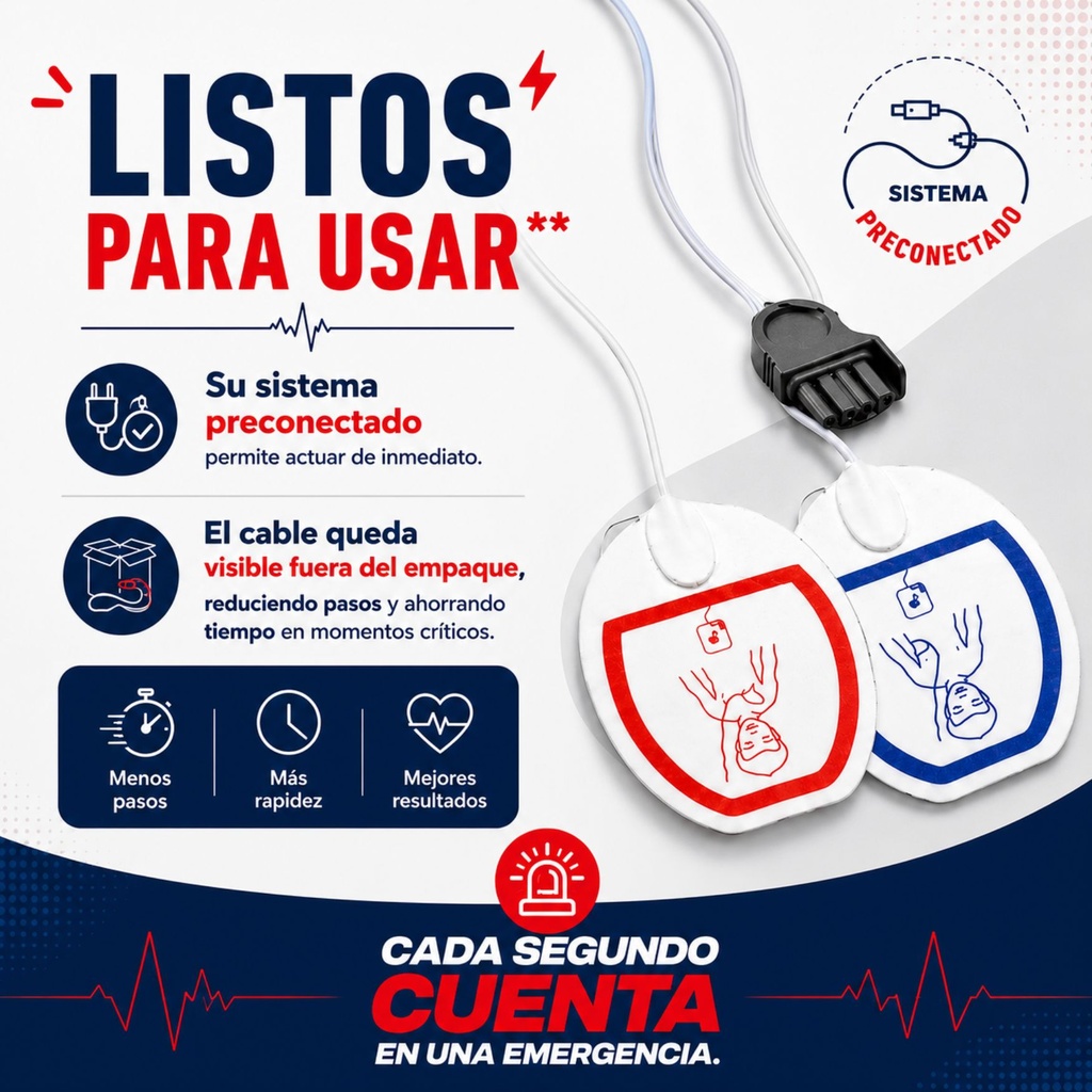Electrodos de Desfibrilación Multifunción (Adulto/Pediátrico) Preconectados  Comen