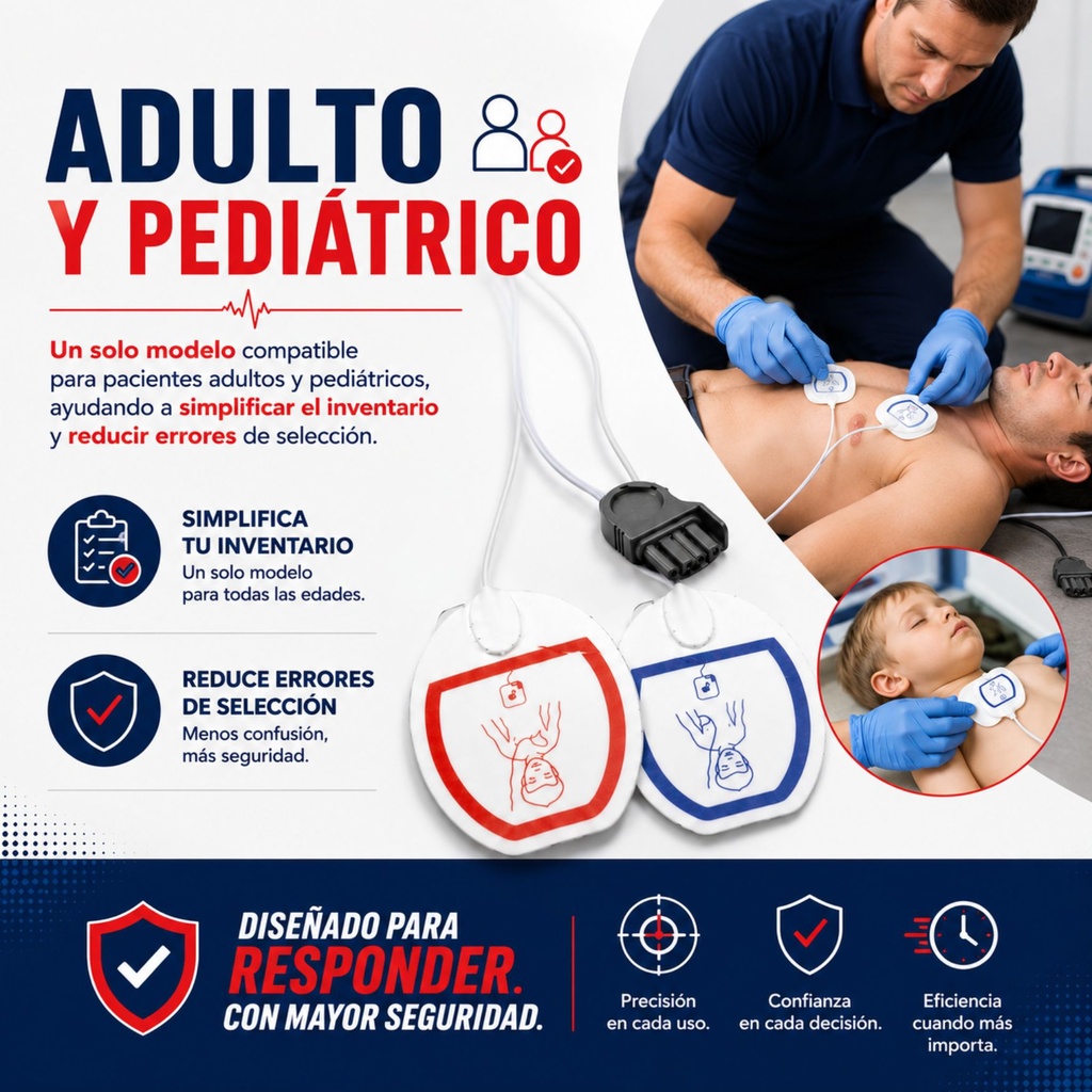 Electrodos de Desfibrilación Multifunción (Adulto/Pediátrico) Preconectados  Comen