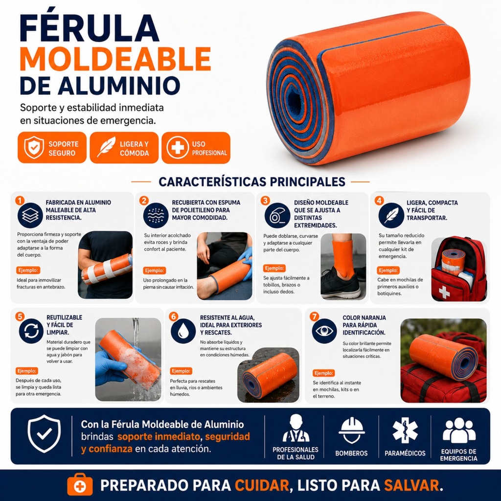 Ferula Moldeable de Aluminio