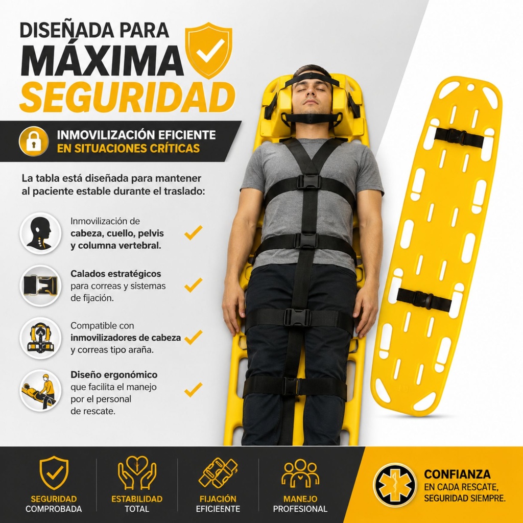 Tabla de Rescate Rigida Color Amarilla