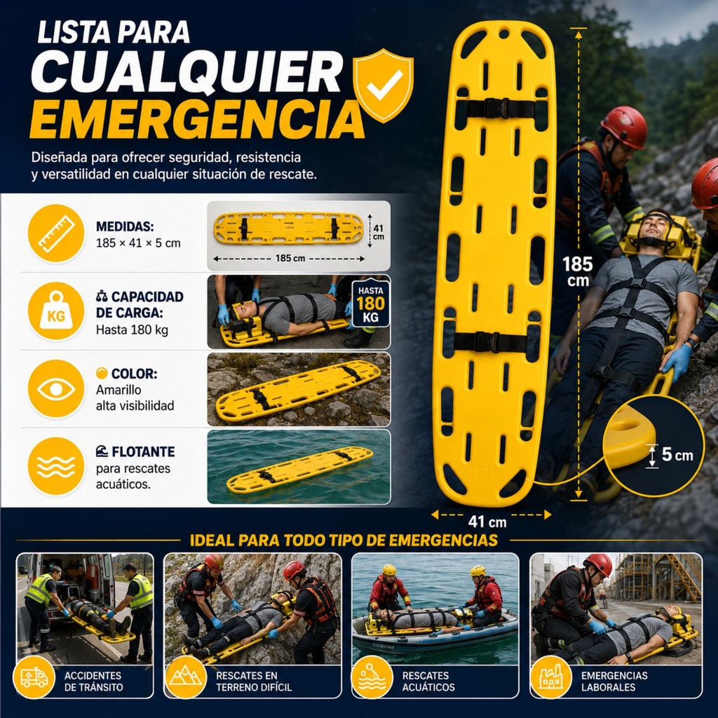 Tabla de Rescate Rigida Color Amarilla