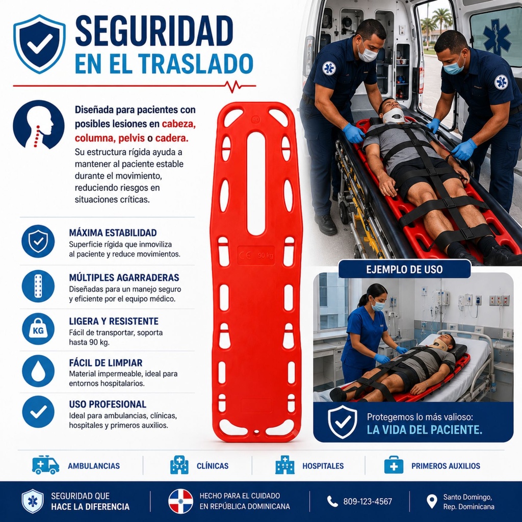 Tabla de Rescate Rígida Color Naranja