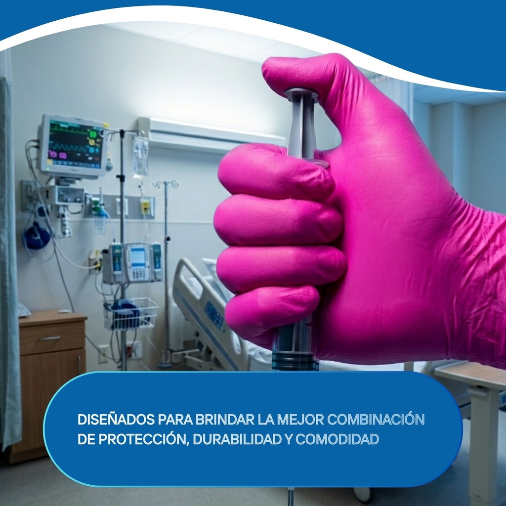 guantes de nitrilo rosados