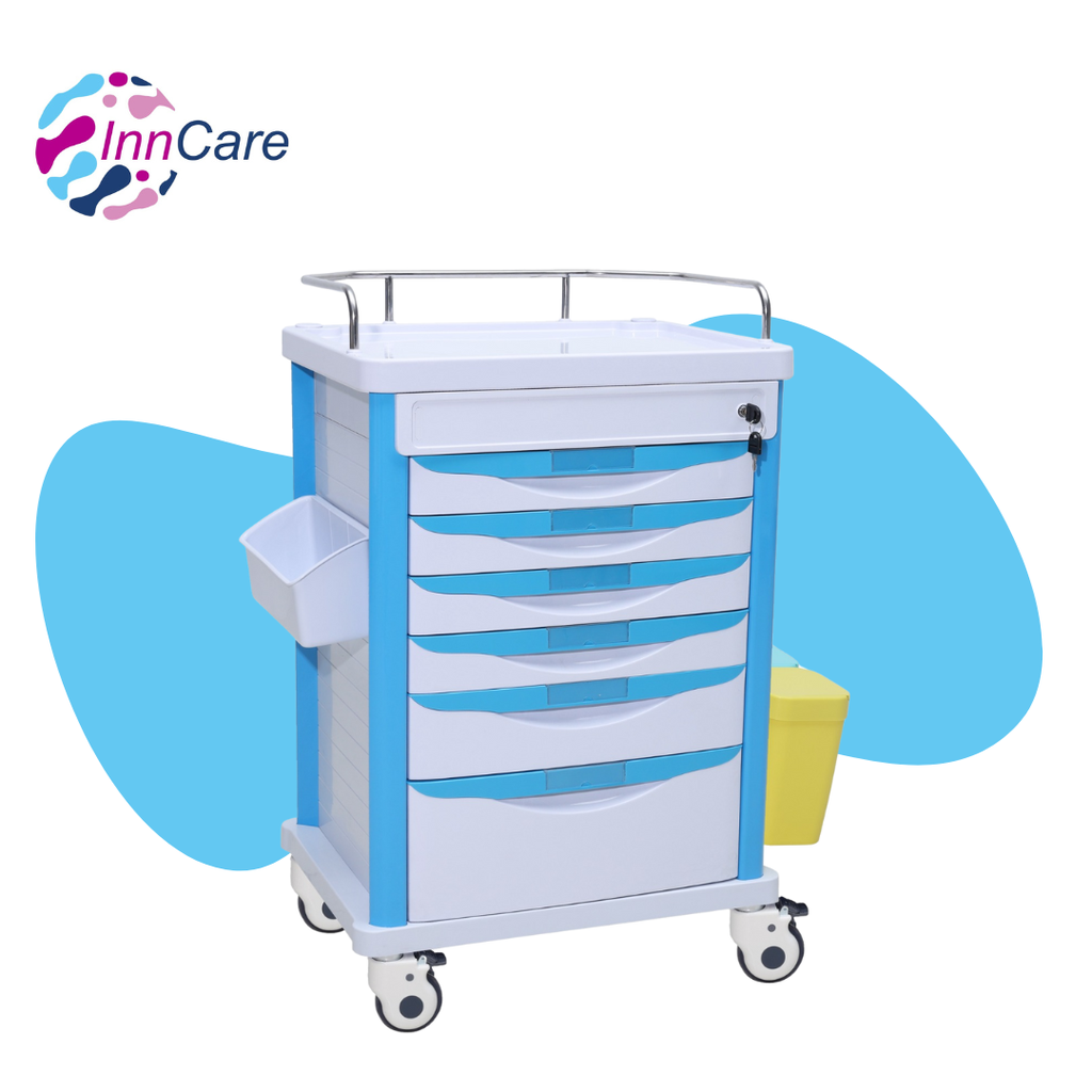 Carro-Médico-De-Acero-Y-Plástico-ABS-Para-Medicamentos-Con-Cajones