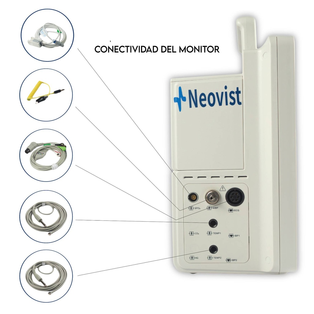 Pantalla LCD a color de monitor de signos vitales hospitalario