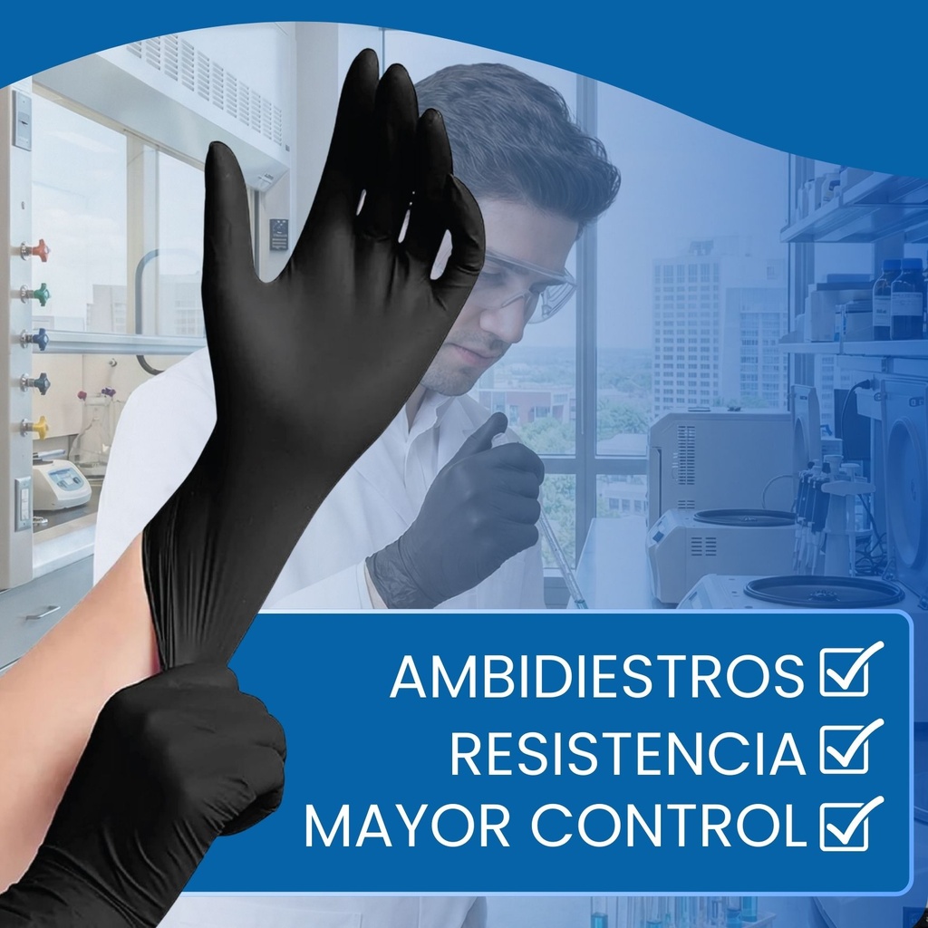 Guantes de nitrilo negro para tatuaje, estética y procedimientos médicos