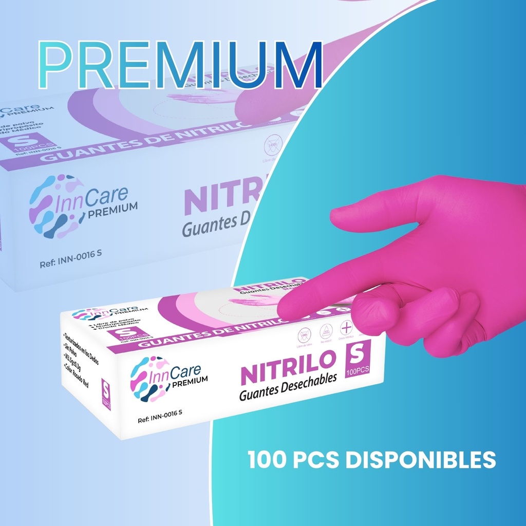 guantes sin látex rosados