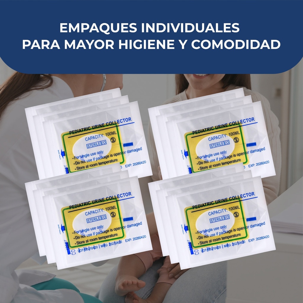 colector de orina pediátrico estéril