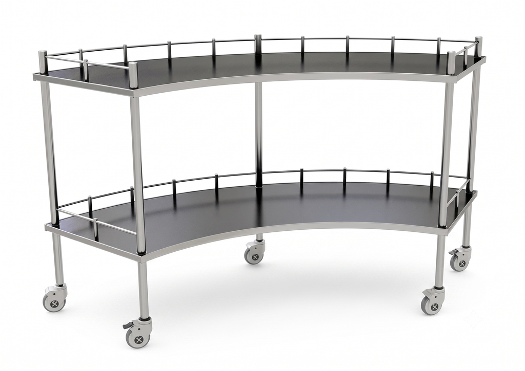 [INN-L114] Mesa para Instrumental Quirúrgico Semi Circular, Curva Quirófano