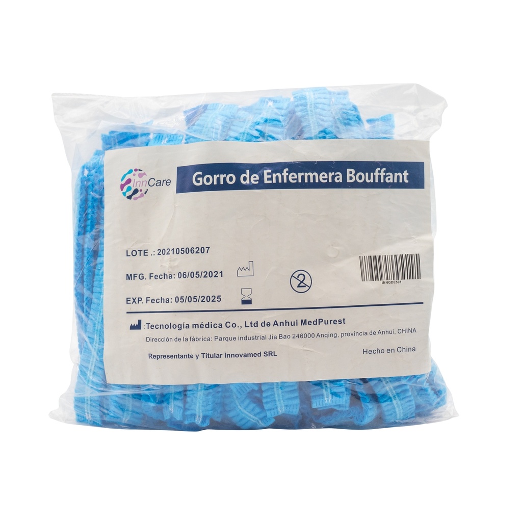[INN-106] Gorros Tipo Acordeón Para Enfermera, Desechables InnCare