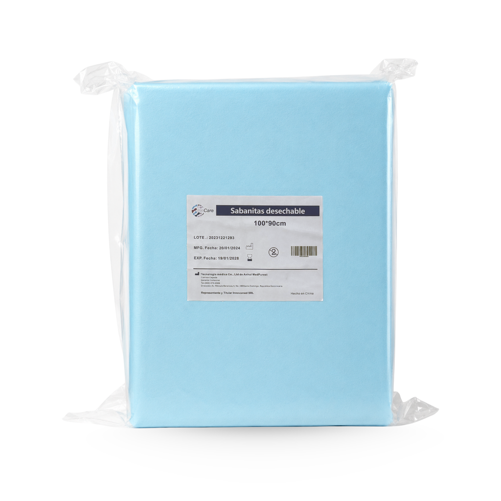 Sabanitas Desechables Absorbentes de 35 x 39" (90 cm x 100 cm) InnCare azul claro