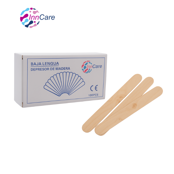 Baja Lengua (Depresor de Madera) Caja de 100 Desechable InnCare