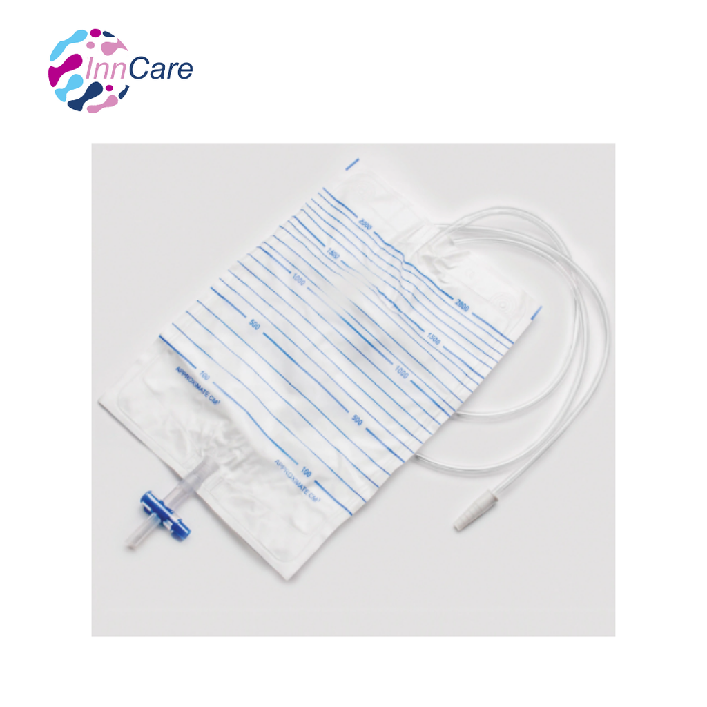 Colector de Orina para Adulto (2,000)con Válvula Antirreflujo de 2000ML y Válvula de Empuje InnCare