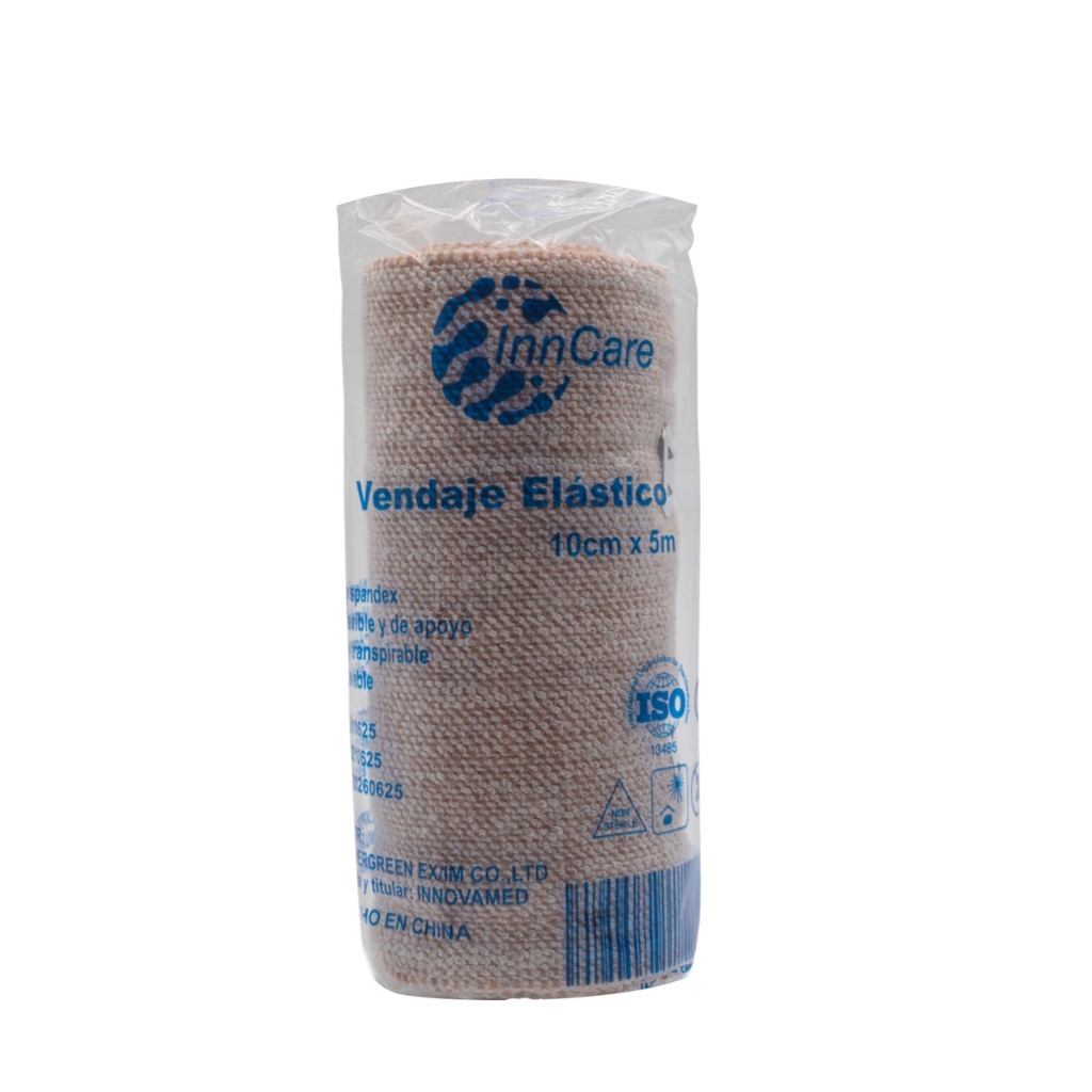  Venda Elástica 4" x 5M, (10 cm x 5 m) Color Piel, 75 gms/ InnCare