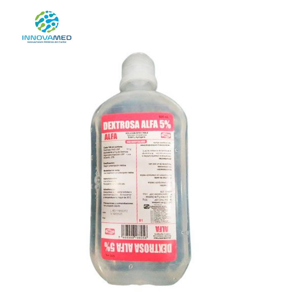 Dextrosa al 5% en Frasco de 1000ML, Solución Inyectable Alfa
