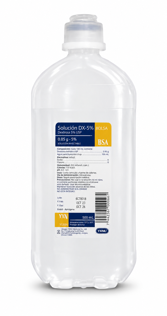 [LOXODE] Solucion Salina con Dextrosa Mixta 0.9% Cloruro y 5% Dextrosa en Frasco de 500 ML Alfa