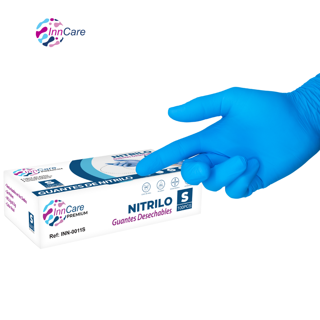 [INN-0011S] Guantes de Nitrilo Premium Azul InnCare  (S)