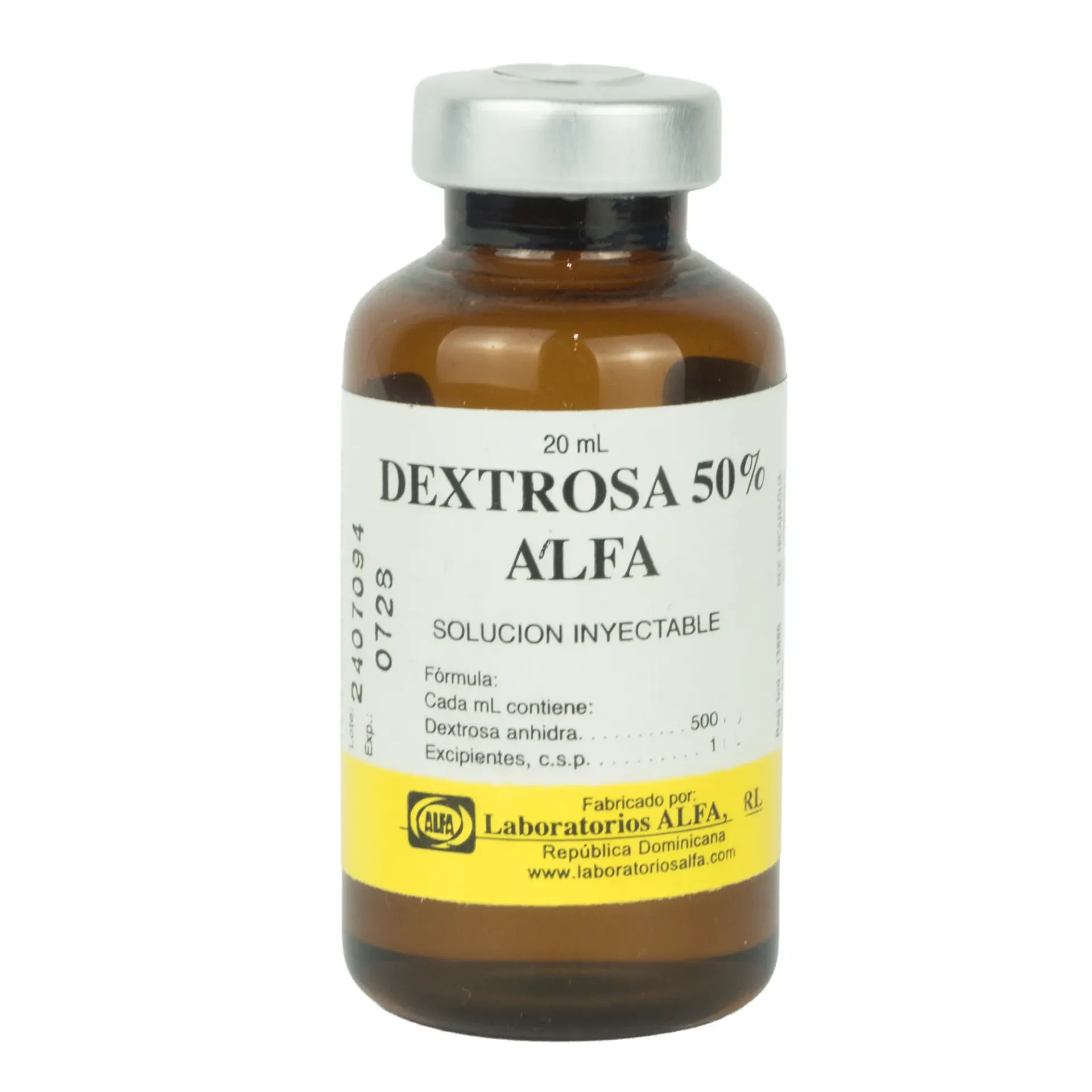 Dextrosa al 50% en Frasco de 20ML Solución Inyectable ALFA