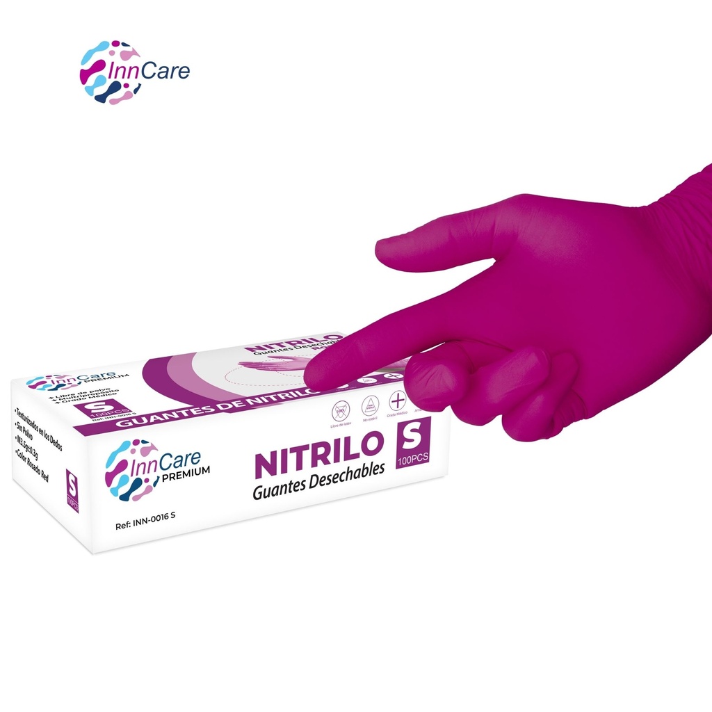 Guantes de Nitrilo Rosado InnCare Premiun 100/1