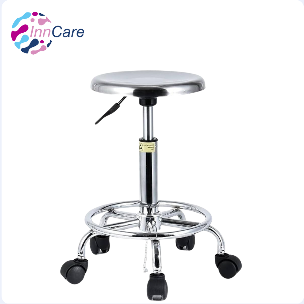 Taburete Giratorio de Acero Inoxidable Con Ruedas InnCare