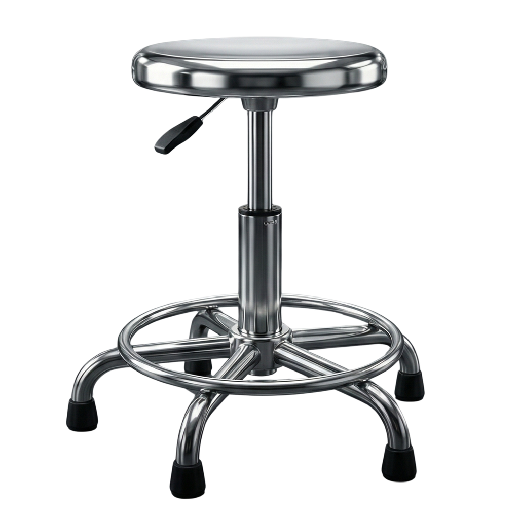 Taburete Giratorio de Acero Inoxidable Con Ruedas InnCare